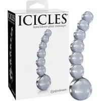 Icicles No. 66 - glazen dildo - gebogen met bolletjes - transparant