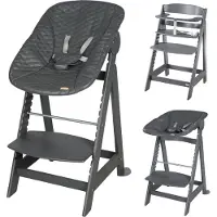 Roba kinderstoel Born Up Set 2 in 1 antraciet incl. zitje gewatteerd