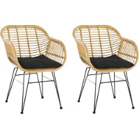 Möbilia Tuinstoel set van 2 metaal/polyrattan incl. zitkussen 2 stuks