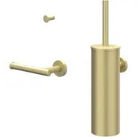 Ivy Aia Accessoires Accessoireset 1: borstelgarnituur wandmodel, handdoekhaak klein en toiletrolhouder Geborsteld mat goud PVD