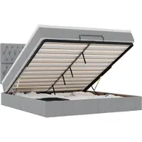 vidaXL Ottoman bed met matras en LED's 160x200cm stof lichtgrijs