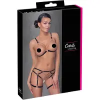Cottelli - bodyharnas met kettingen - 2-delig - zwart - M