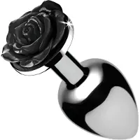 Booty Sparks Black Rose - aluminium anaal plug (zilver-zwart)