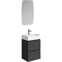 Boss & Wessing Fonteinkast bws melina 45 cm mat zwart met wastafel glans wit inclusief spiegel