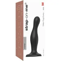 Strap-On-Me Curvy M - golvend, zuignap dildo (zwart)