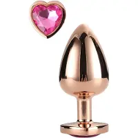 Dream Toys Gleaming Love - aluminium buttplug met hartvormige steen - roze goud