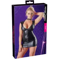 Cottelli - mouwloze glanzende partyjurk - zwart - XL