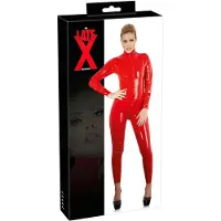 Late X dames catsuit met lange mouwen (rood)