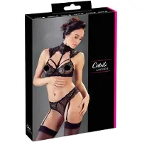 Cottelli - kanten beha-set met kraagje (zwart) - 85B/L