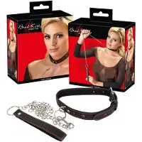 Bad Kitty - halsband met hartje en metalen ketting - zwart