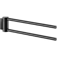 Keuco Handdoekhouder van metaal, zwart mat gepoedercoat, twee armen, draaibaar, 30 cm diep, voor badkamer en gastentoilet, wandmontage, Plan Black Selection