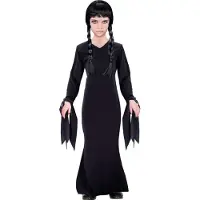 Widmann The Addams Family Morticia Zwarte Jurk Kind - Maat 116