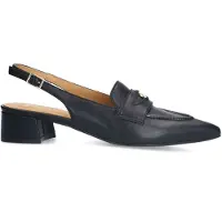 Manfield Zwarte leren slingbacks | Maat 39