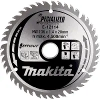Makita Cirkelzaagblad voor Hout | Efficut | Ø 136mm Asgat 20mm 45T - E-12136