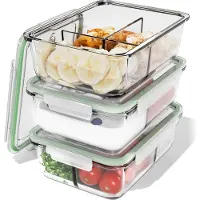 Classbach C-FHDM 4021 G - voorraaddozen - maaltijd bereidingsdozen - glas - set van 3