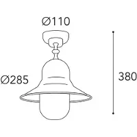 MORETTI Buiten plafondlamp Campanula 2095, antiek messing, Ø 29 cm IP44 Campula dimbaar, brons / oud-messing, Messing, Antiek, plafondlamp