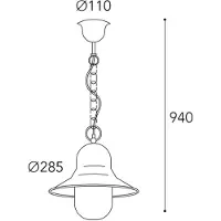 MORETTI Buiten hanglamp Campanula 2094, antiek messing, Ø 29 cm, IP44 Campula dimbaar, brons / oud-messing, Messing, Antiek