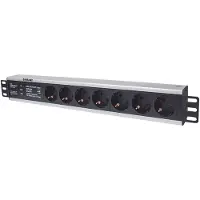 Intellinet 714006 stekkerdoos, 7 stopcontacten, 3 meter aansluitkabel, zwart.