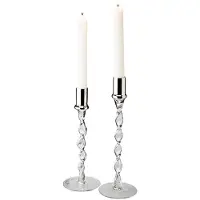 Dorre Twist Candlestick 2pcs Chromed Top Height 24cm - Kaarshouders Glas Clear - 5-8319