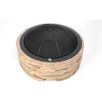 Westmann Aluminium vuurkorf inclusief afdekscherm met steenlook, bruin, 90x90x51 cm