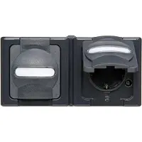 Kopp Stopcontacten, APWG Blue Electric 1312.1500.3 Schuko wandcontactdoos 2-voudig horizontaal anthr