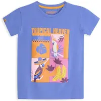 4PRESIDENT T-shirt blauw Meisjes Stretchkatoen Ronde hals Printopdruk - maat 152