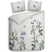 Heckett & Lane Heckettlane Dekbedovertrek Lacie - Dekbed met instopstrook - Grijs - Dekbedovertrek van 100% Katoen-Satijn - Bloemen - 200x200-220 cm + 2 slopen 60/70 cm - Zakynthos
