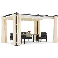 Garden Point Barbados terraspergola 3x3 m met gordijnen antraciet beige