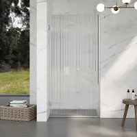 FortiFura Galeria Douchedeur - 80x200cm - 8mm - veiligheidsglas - ribbel - scharnieren - deurgreep - geborsteld RVS pvd - helder SW1208820/SW1122566