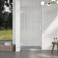 FortiFura Galeria Douchedeur - 80x200cm - 8mm - veiligheidsglas - ribbel - scharnieren - deurgreep - mat wit - helder SW1208820/SW1122562