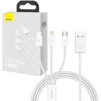 Baseus Quick Charge USB to M+L+C Superior Data 3.5A 1m (White)