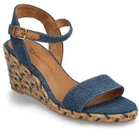 Tamaris Espadrilles met hak blauw Textiel Maat 42