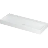 Ink Wastafel United Porselein met 2 kraangaten incl. porseleinen click plug en verborgen overloop systeem 120 cm x 45 cm x 11 cm Mat wit 0206112