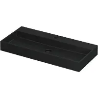 Ink Wastafel United Porselein met 1 kraangat incl. porseleinen click plug en verborgen overloop systeem 100 cm x 45 cm x 11 cm Mat zwart 0206074