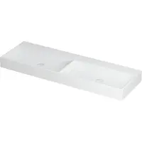 Ink Wastafel United Porselein dubbel zonder kraangat incl. porseleinen click plug en verborgen overloop systeem 140 cm x 45 cm x 11 cm Mat wit 0206142