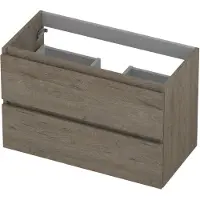 Ink Onderkast 2 laden greeploos met houten keerlijst 80 cm x 40 cm x 52 cm Greige eiken 1257019