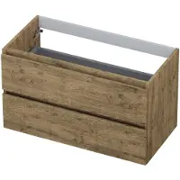 Ink Onderkast 2 laden greeploos met houten keerlijst 90 cm x 45 cm x 52 cm Naturel eiken 1257133