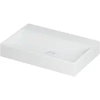 Ink Wastafel united porselein zonder kraangat incl. Porseleinen click plug en verborgen overloop systeem 70 cmx45 cmx11 cm mat wit 0206022