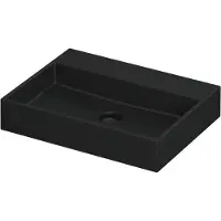 Ink Wastafel united porselein zonder kraangat incl. Porseleinen click plug en verborgen overloop systeem 60 cmx45 cmx11 cm mat zwart 0206004