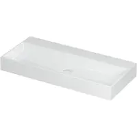 Ink Wastafel united porselein zonder kraangat incl. Porseleinen click plug en verborgen overloop systeem 100 cmx45 cmx11 cm glans wit 0206061