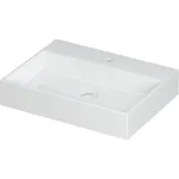 Ink Wastafel united porselein met 1 kraangat incl. Porseleinen click plug en verborgen overloop systeem 60 cmx45 cmx11 cm glans wit 0206011