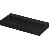 Ink Wastafel united porselein zonder kraangat incl. Porseleinen click plug en verborgen overloop systeem 100 cmx45 cmx11 cm mat zwart 0206064