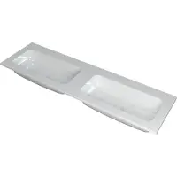 Ink wastafel faktor polystone dubbel zonder kraangaten 160 cmx45 cmx1,5 cm glans wit 3407040