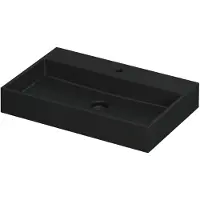 Ink Wastafel united porselein met 1 kraangat incl. Porseleinen click plug en verborgen overloop systeem 70 cmx45 cmx11 cm mat zwart 0206034