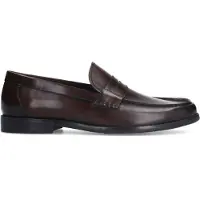 Manfield Donkerbruine leren loafers | Maat 46