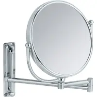 Wenko wandspiegel deluxe met zwenkarm materiaal glans stainless steel 1 kant gewoon en 1 kant 5x vergrotend arm lengte 31cm spiegelomtrek 19cm