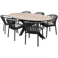 AVH-Collectie Apollo Salvador dining tuinset ovaal 220x115xH75 cm 7 delig polywood rope