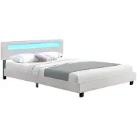 Juskys Gestoffeerd Bed Paris - 180 x 200 cm - Wit - LED Verlichting