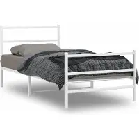 DKD Home Decor Bedframe met hoofdeinde en voeteneinde, metalen, wit, 100x200 cm