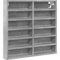 vidaXL Vitrinekast 100x8,5x58 cm bewerkt hout betongrijs
